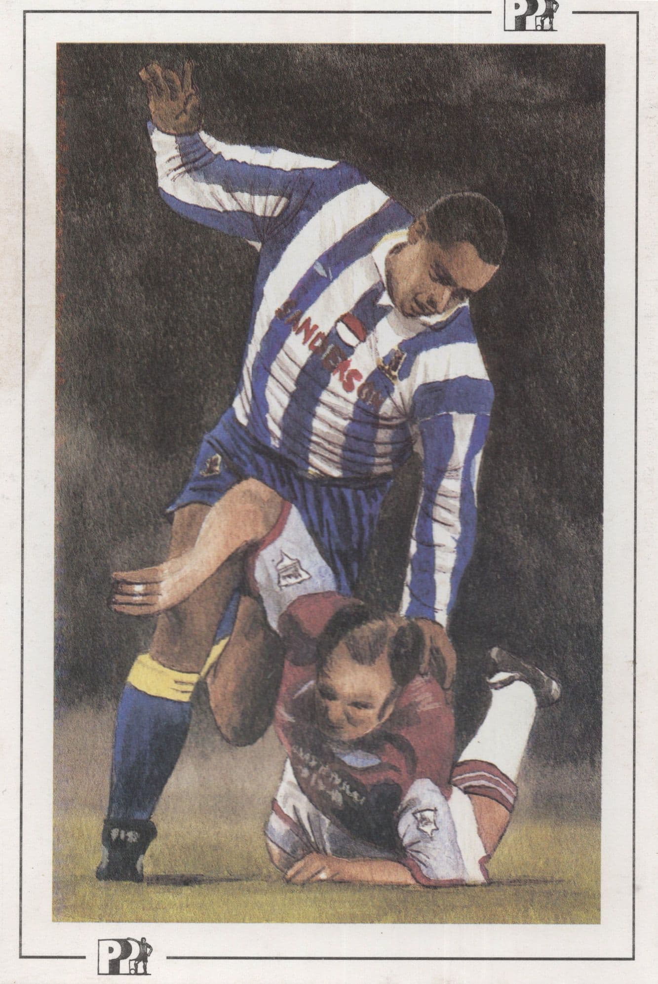 Mark Bright vs Alvin Martin West Ham Football Postcard