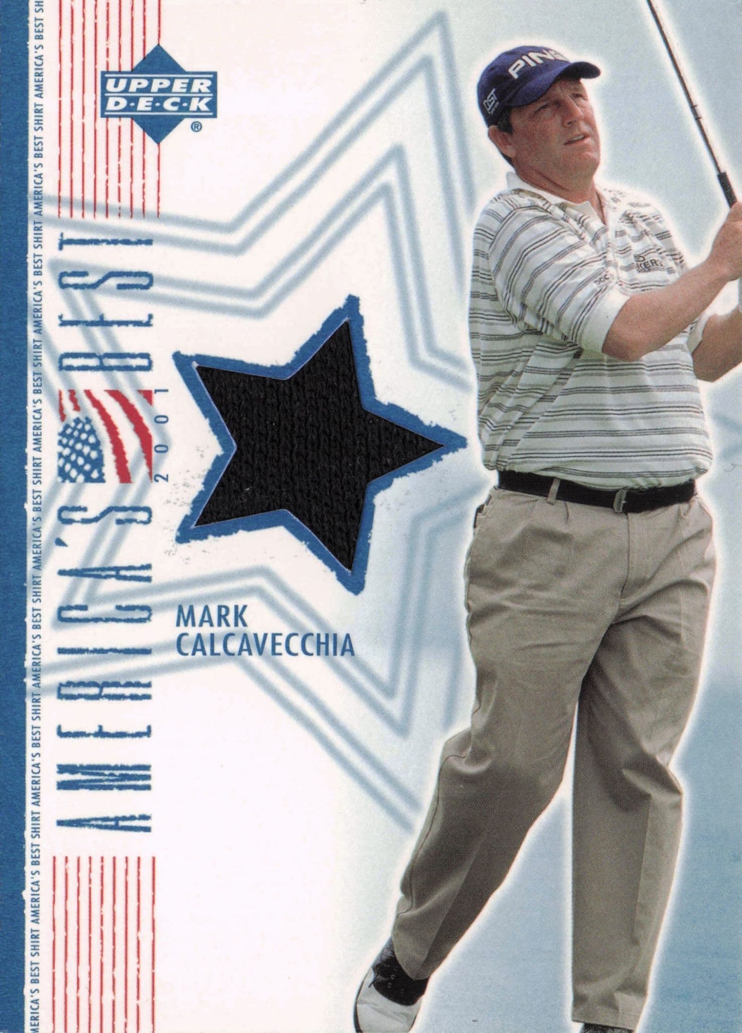 Mark Calcavecchia America's Best 2002 Upper Deck Real Worn Golf Shirt Card