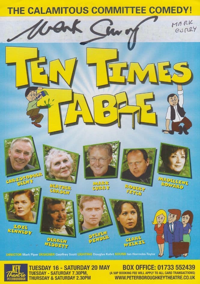 Mark Curry Blue Peter Ten Times Table Peterborough Hand Signed Theatre Flyer