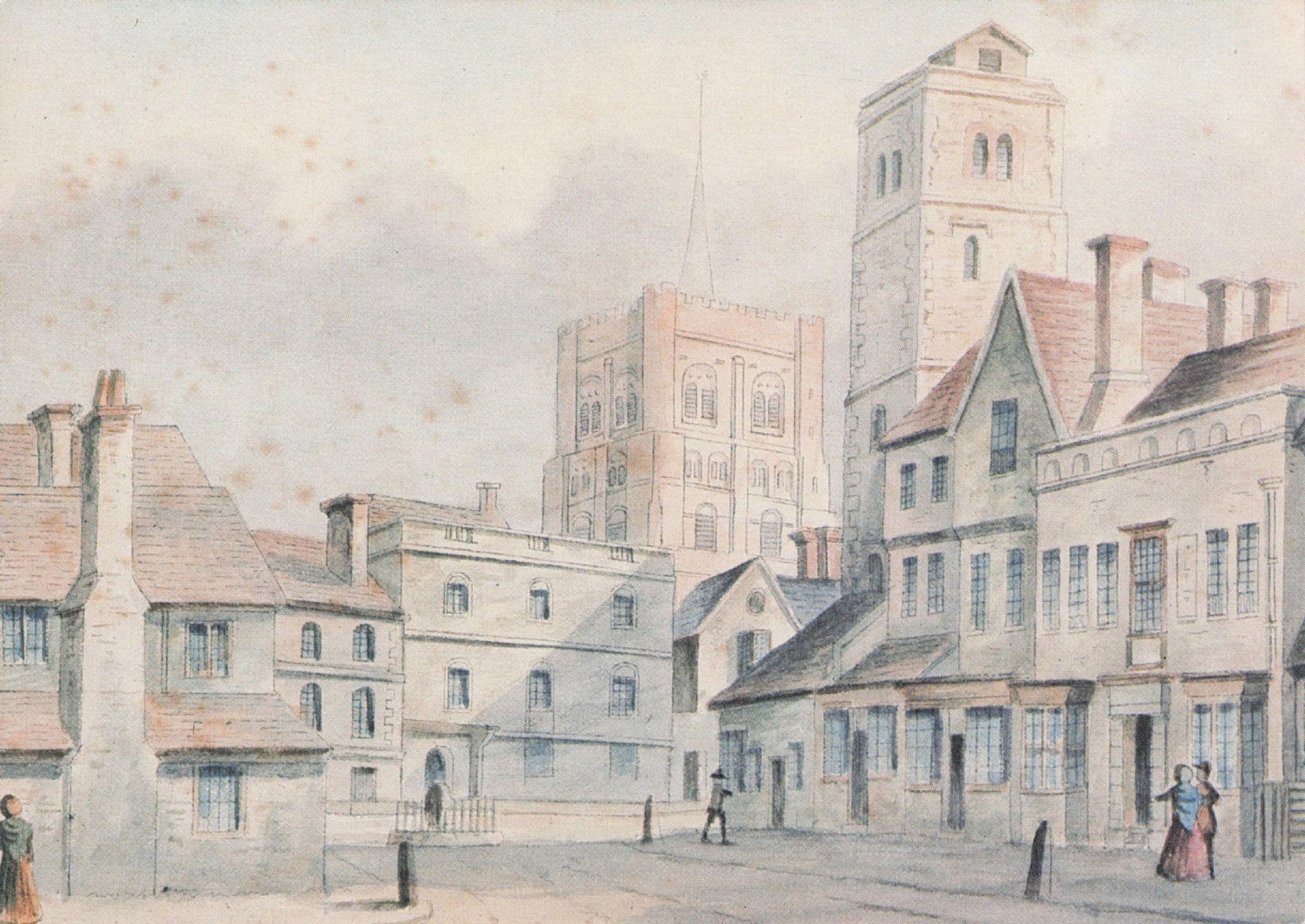 Market Place St Albans Herts Victorian Painting Postcard