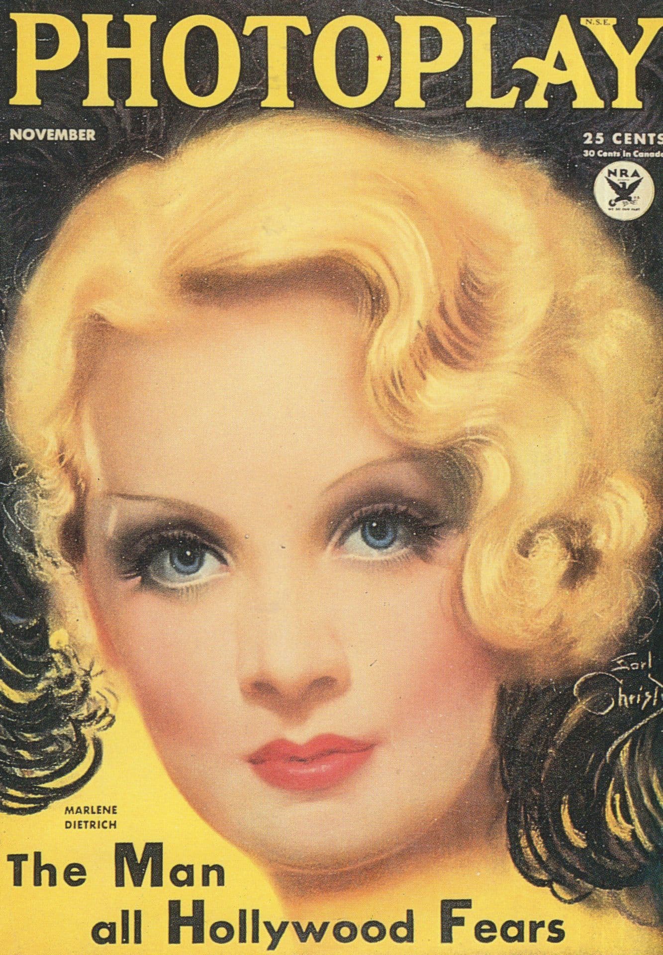 Marlene Dietrich German Film Actress Photoplay Magazine Postcard