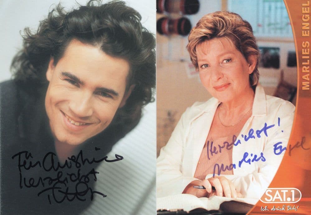 Marlies Engel German Actress Alphateam 2x Hand Signed Photo s