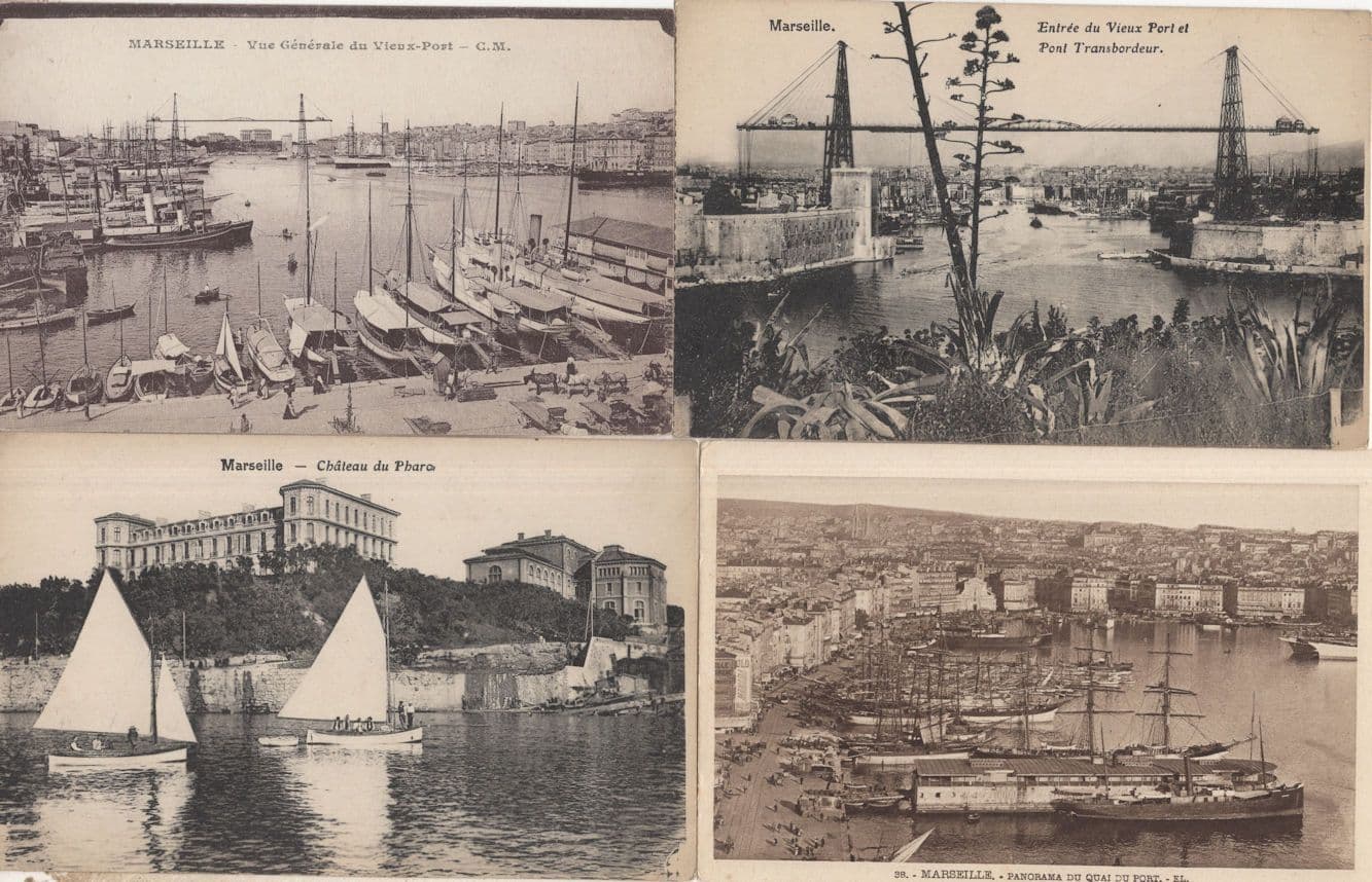 Marseille France 4x Antique Ship Harbour Postcard s