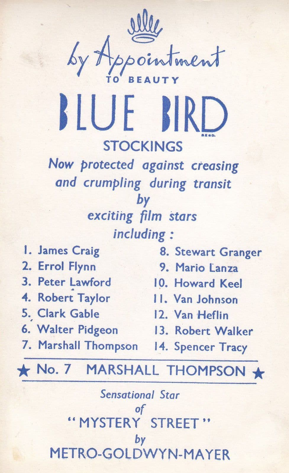 Marshall Thompson Blue Bird Stockings Antique MGM Photo