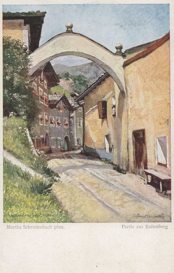 Martha Schrottenbach Partie Aus Rattenberg Antique Painting Postcard
