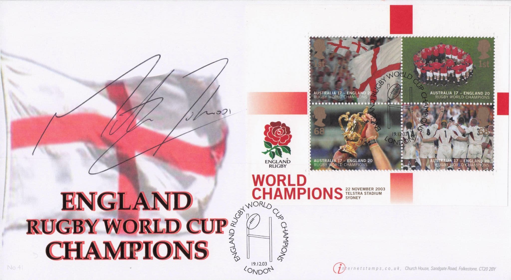 Martin Johnson England Rugby World Cup Hand Signed FDC
