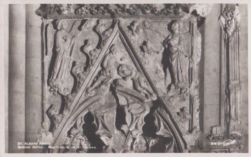 Martyrdom Shrine Detail of St Albans Abbey Herts Antique Postcard