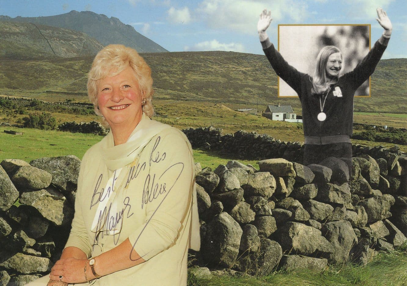 Mary Peters Athlete Large Hand Signed Photo & Amazing Message