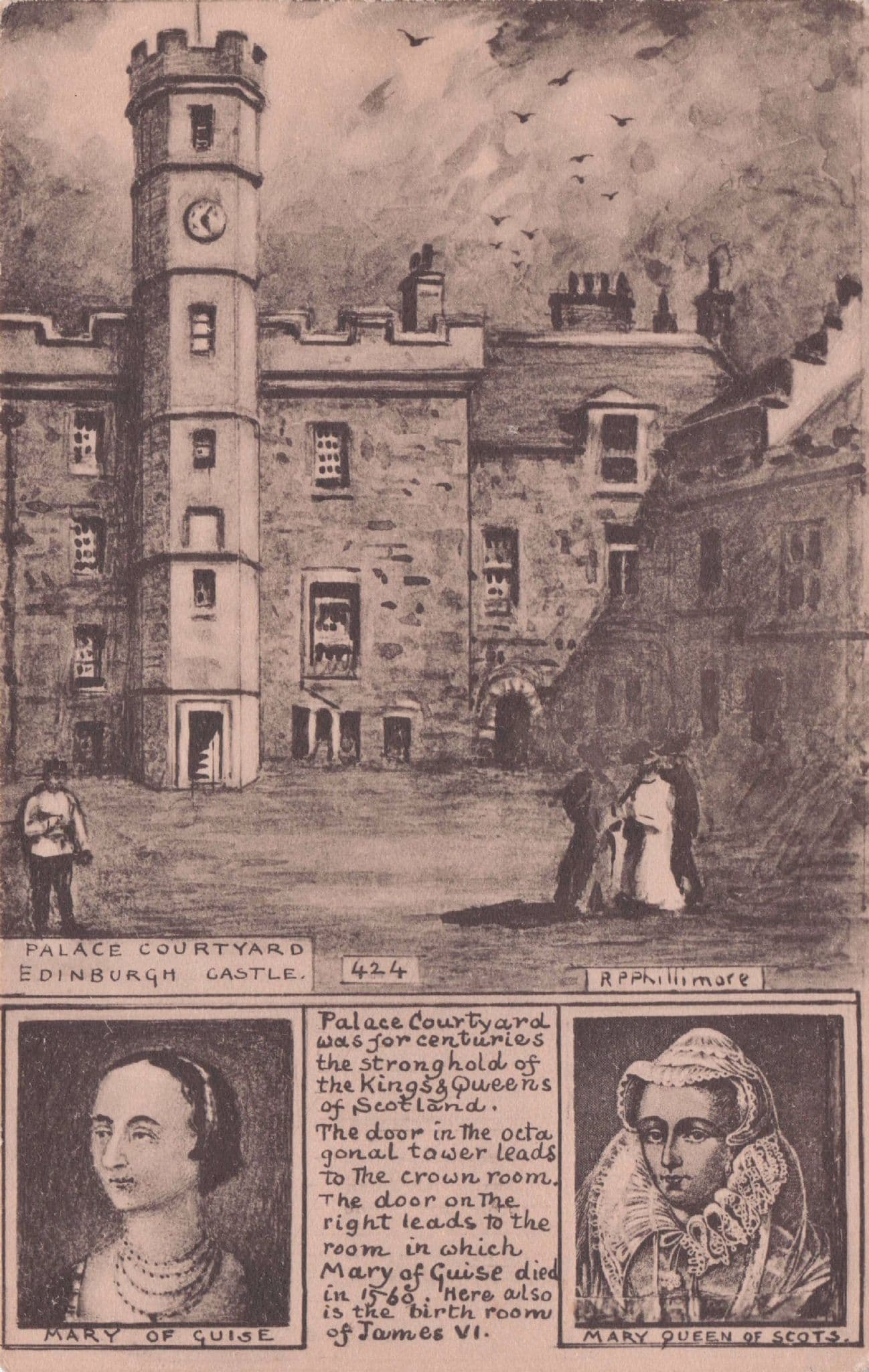 Mary Queen Of Guise Scots Palace Courtyard Edinburgh Castle Phillimore Postcard