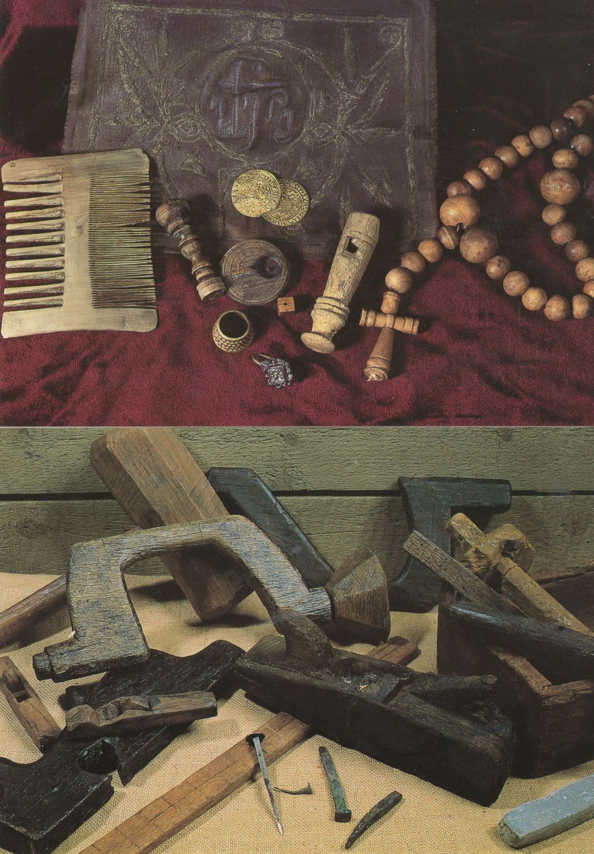 Mary Rose Ship Carpentry Antique Ruler Mallet Nails 2x Postcard s