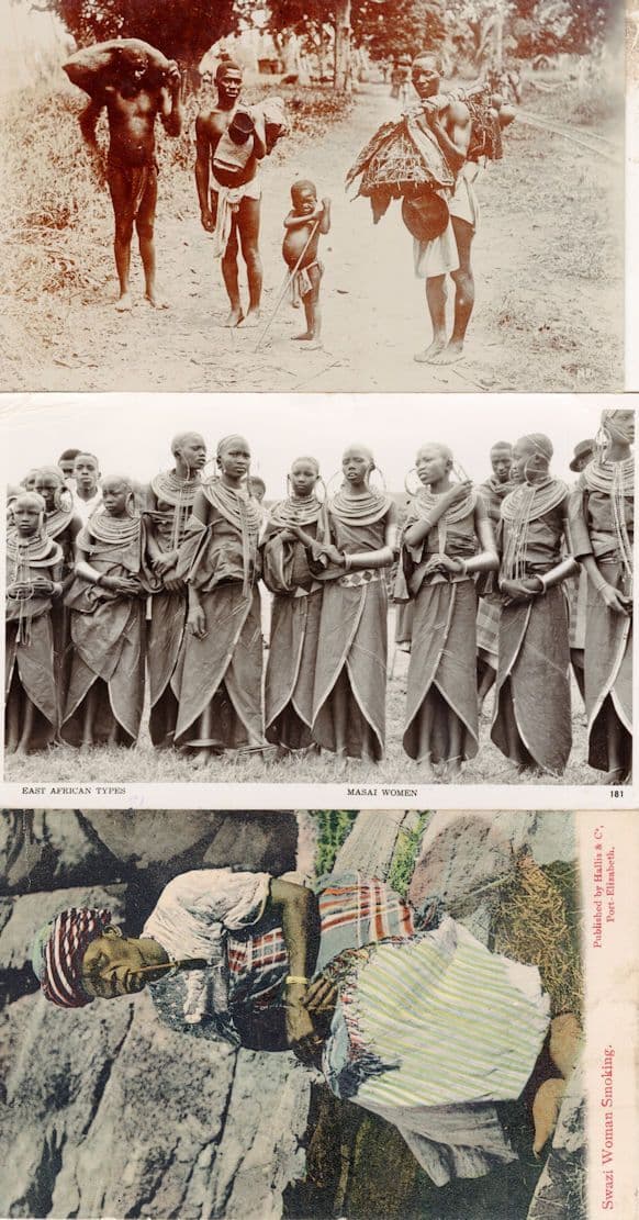 Masai Swazi Women & African Family 3x Old Real Photo Ethnic Postcard s