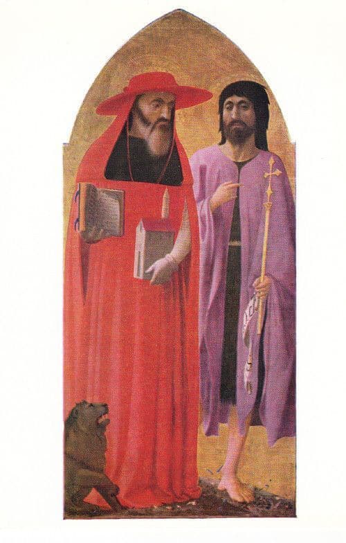 Masolino St John The Baptist & Jerome Art National Gallery Painting Postcard