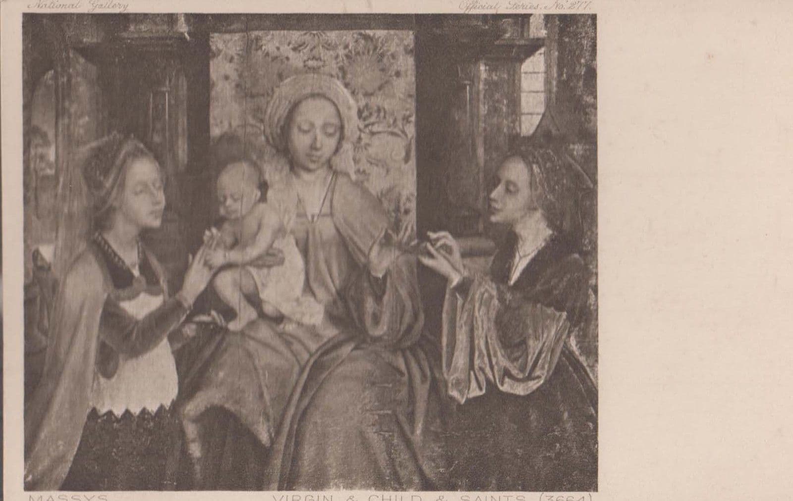 Massys Virgin & The Child Saints Old London National Gallery Painting Postcard