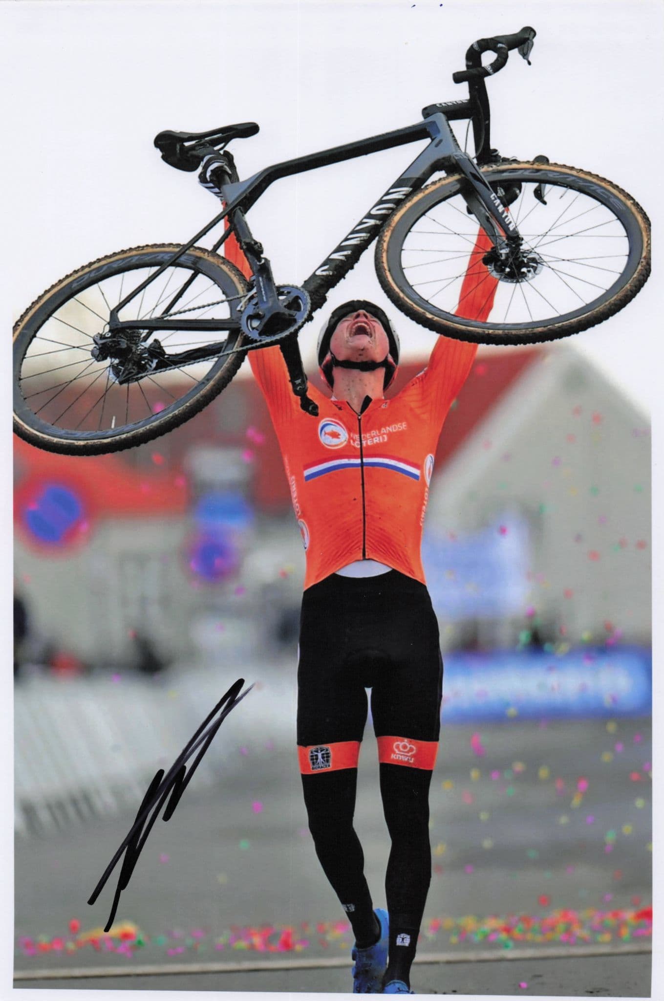 Mathieu Van Der Poel Dutch Cyclist Channel Canyon Bicycle 12x8 Hand Signed Photo