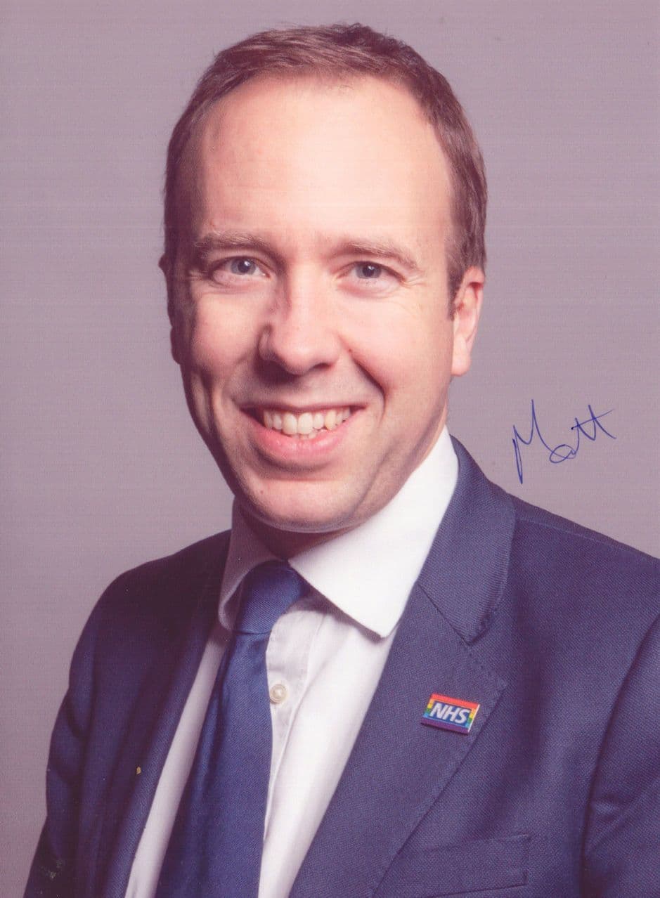 Matt Hancock Health Conservative MP 7x5 Hand Signed Photo