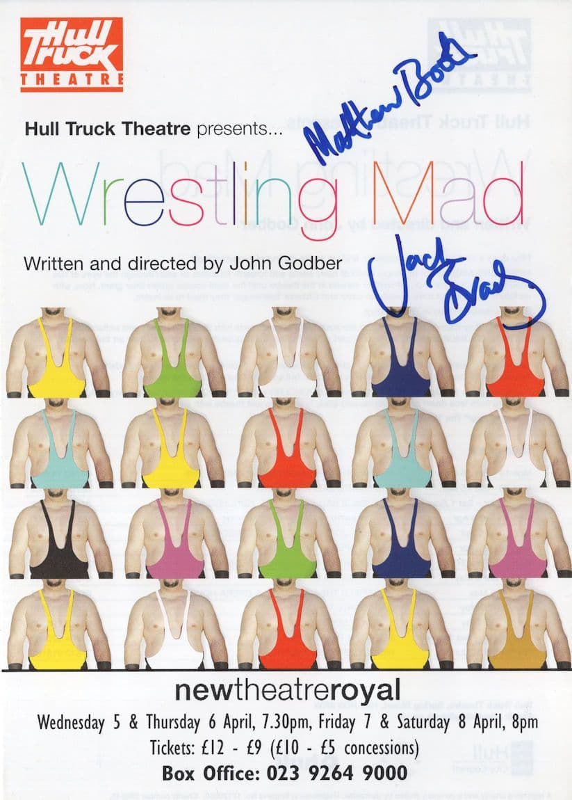 Matthew Booth Jack Brady Wrestling Mad 2x Hand Signed Theatre Flyer
