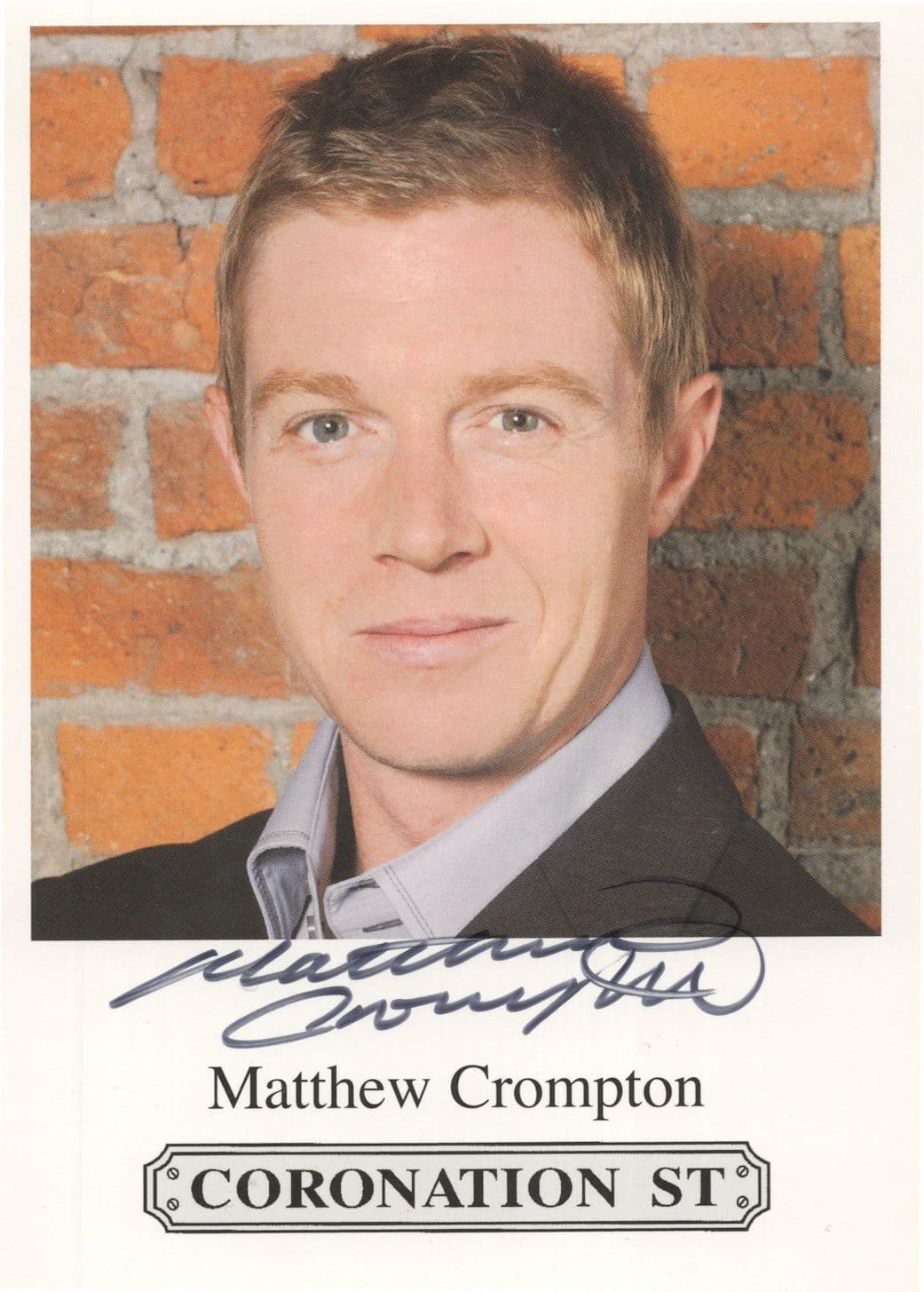 Matthew Crompton Coronation Street Hand Signed Cast Card Photo