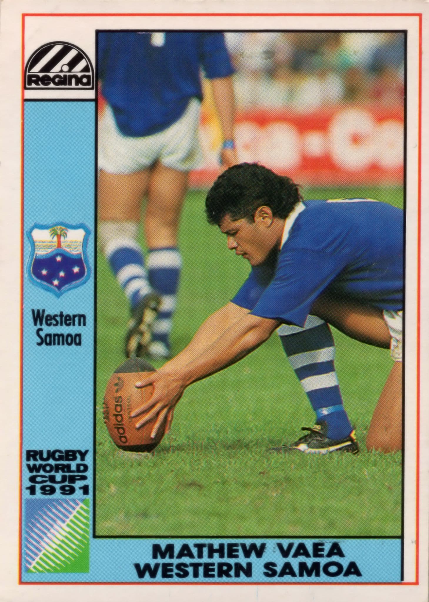 Matthew Vaea Western Samoa Hand Signed Rugby 1991 World Cup Card Photo