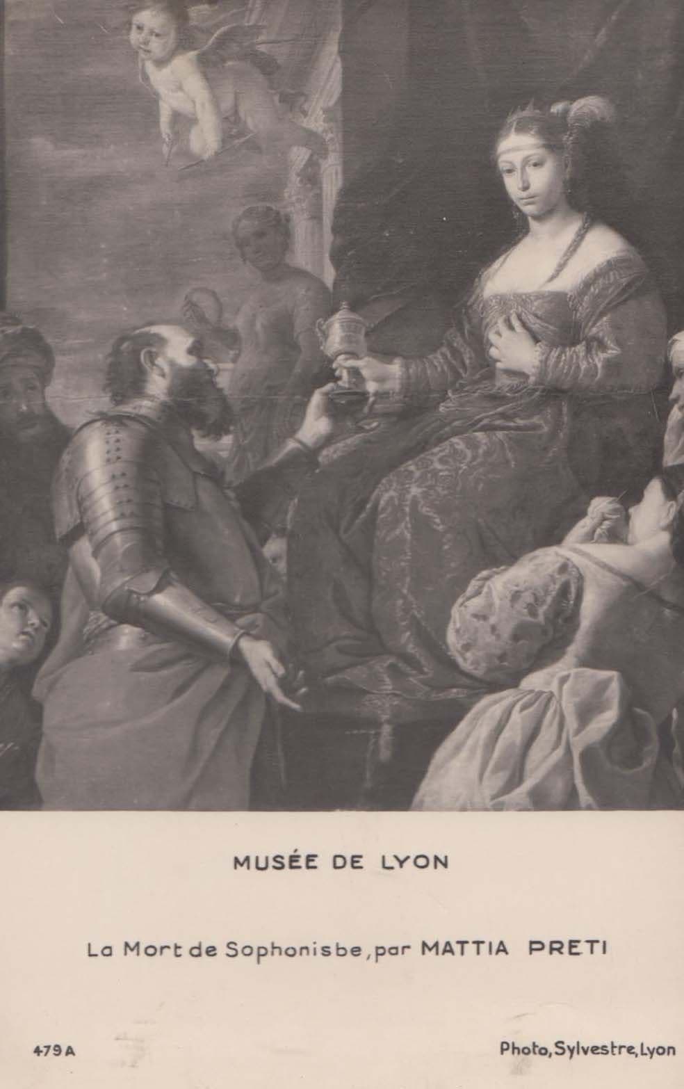 Mattia Preti La Mort De Sophonisbe Lyon Museum Painting Rare Antique Postcard