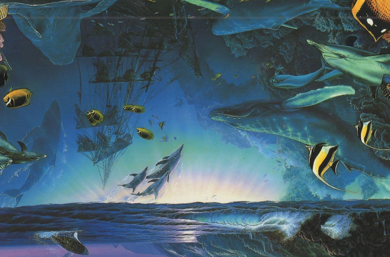 Maui Whale Song Tall Ship Christian Riese Lassen Painting Postcard