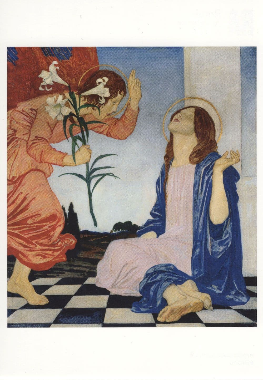 Maurice Greiffenhagen The Message Baroque Revival Painting Postcard