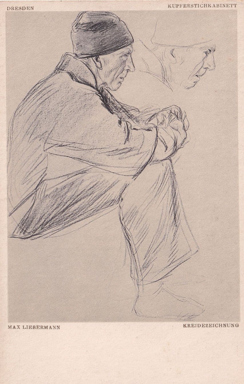 Max Liebermann Kreidezeichnung Konnigliches Kupferstichkabinett Postcard
