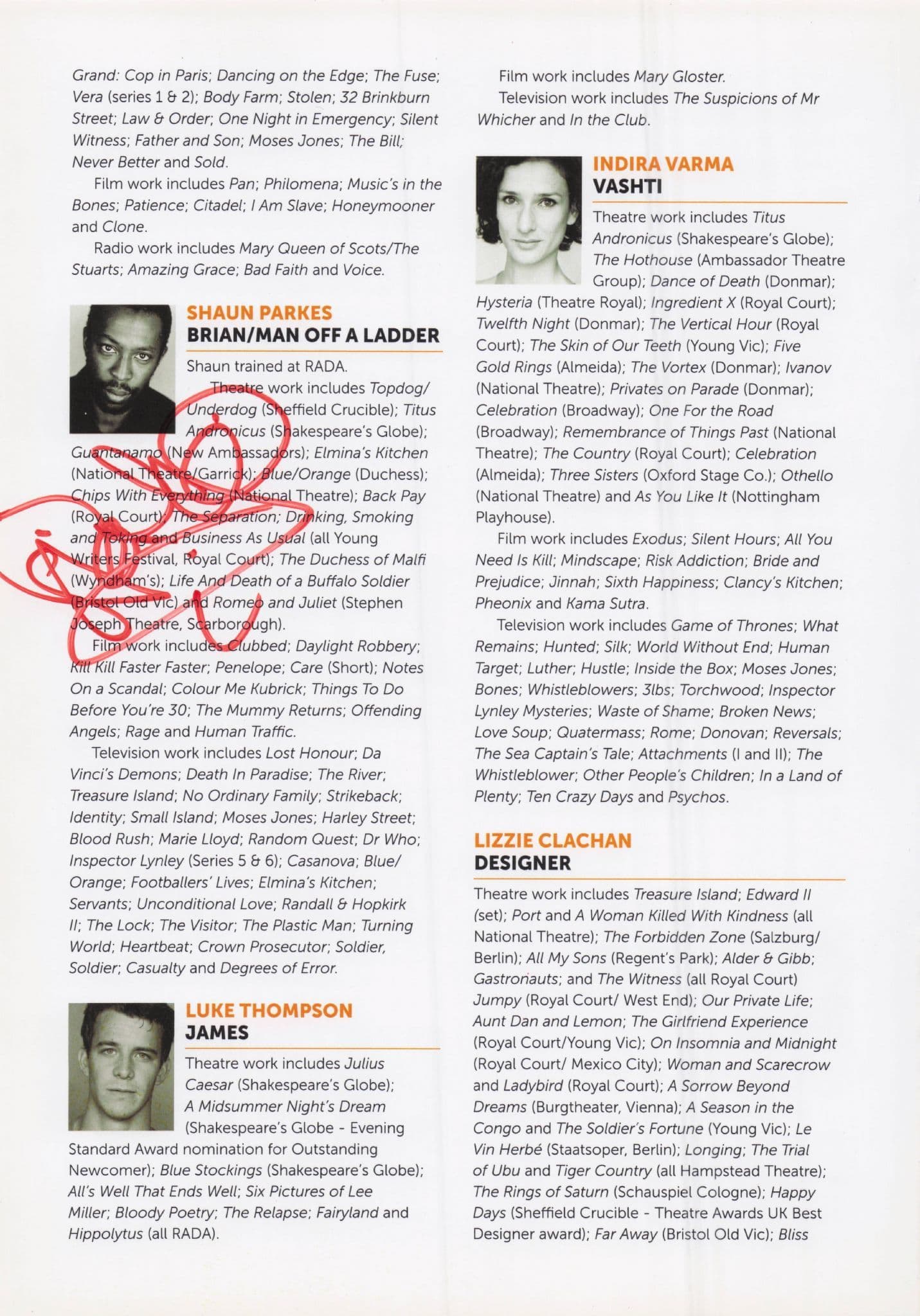 Maxwell Hutcheon Alistair MacKenzie Shaun Parkes 3x Hand Signed Theatre Page