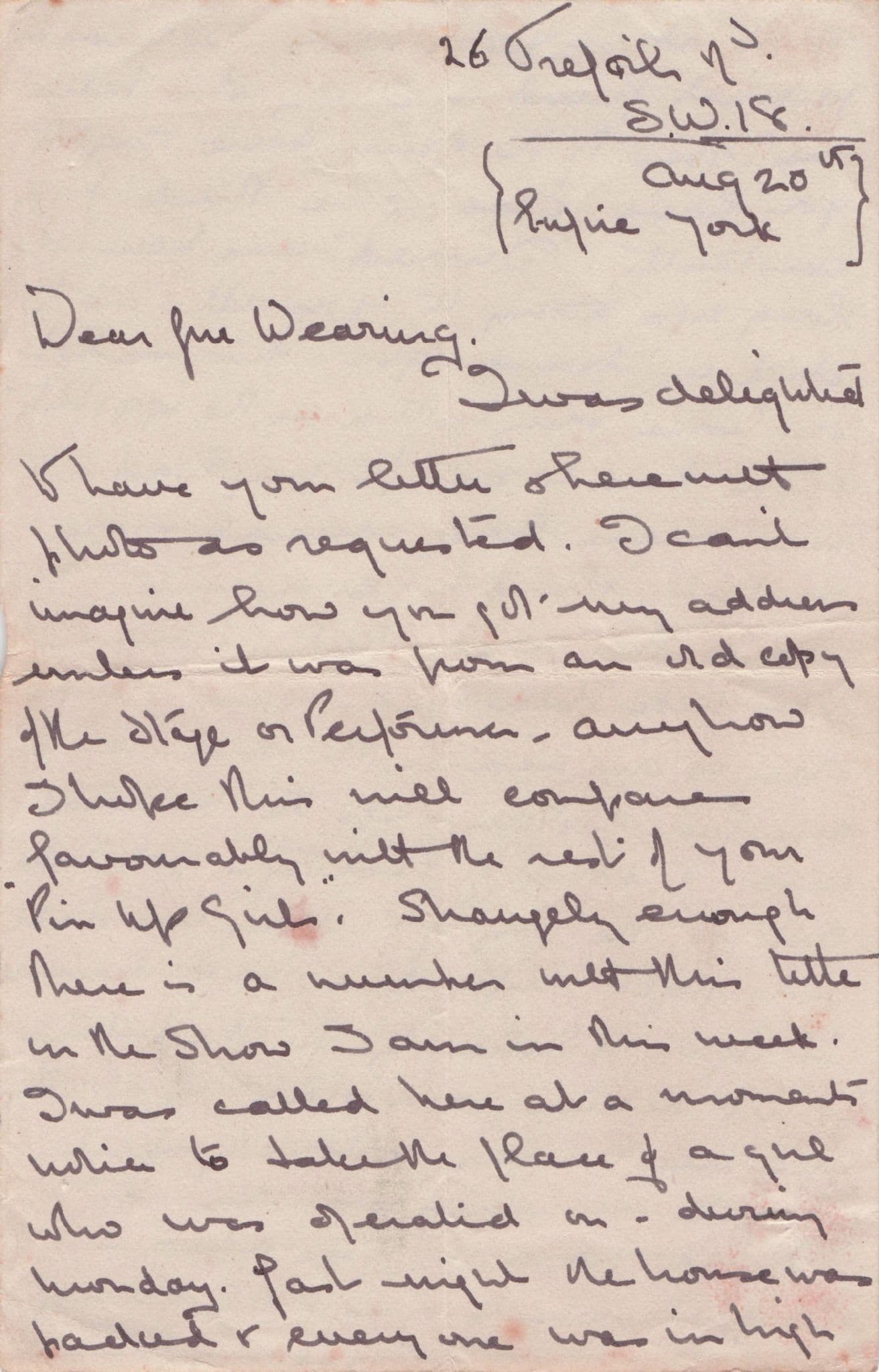 May Goring Thomas WW2 Actress Yorkshire Evacuation Hand Signed Letter