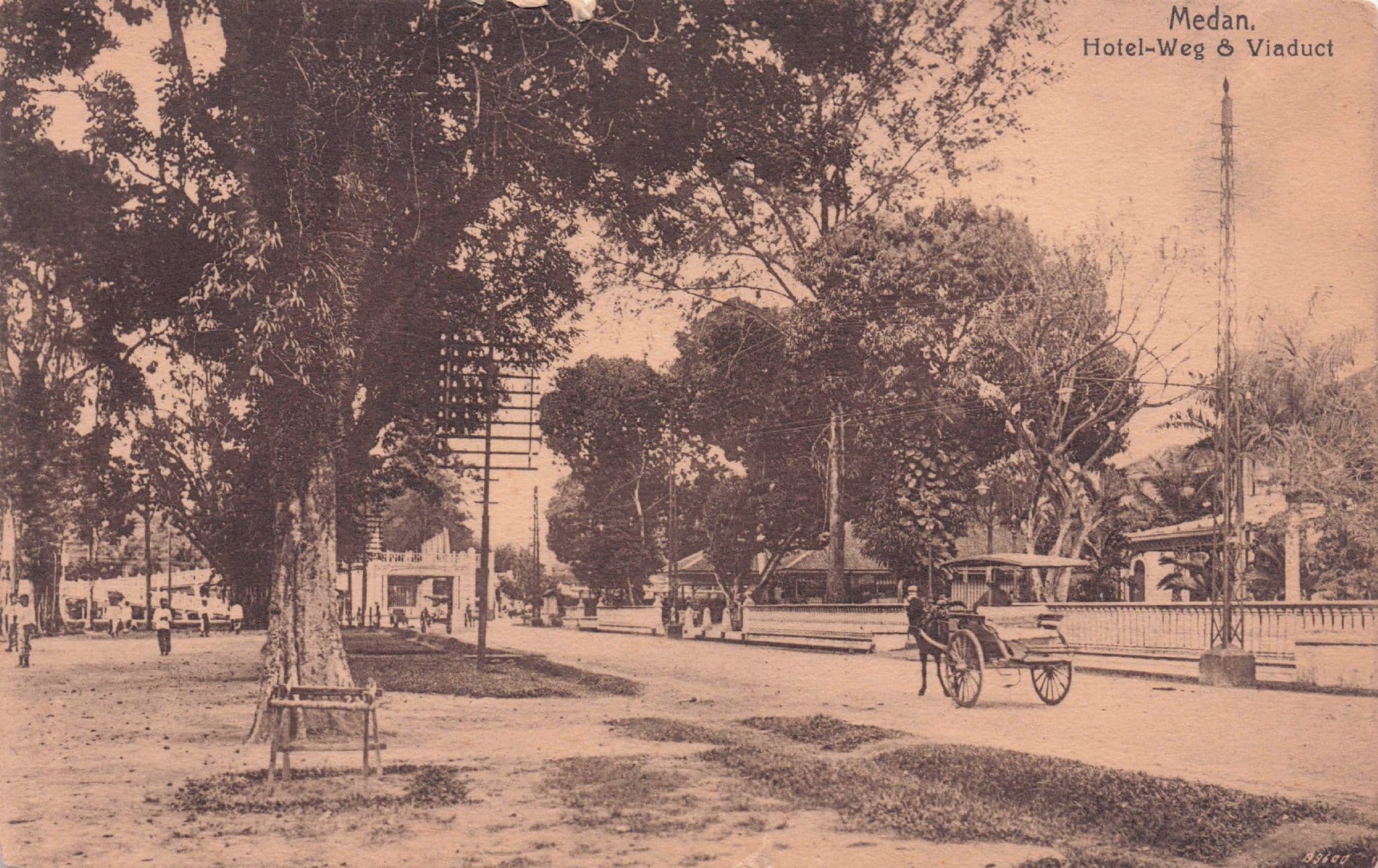 Medan Hotel Weg & Viaduct French Old Transport Postcard