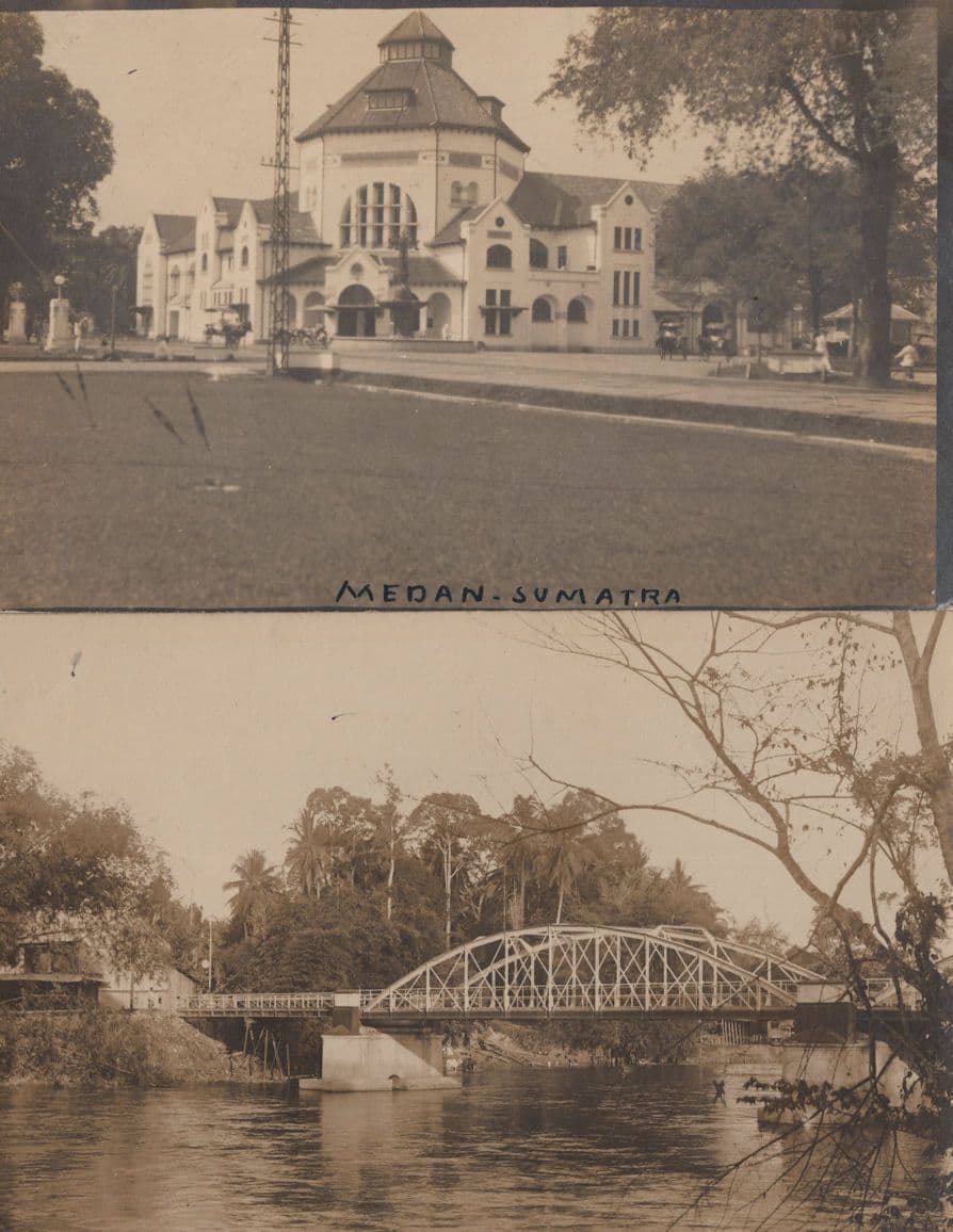 Medan Sumatra Indonesia 2x Character Old Rare Postcard s