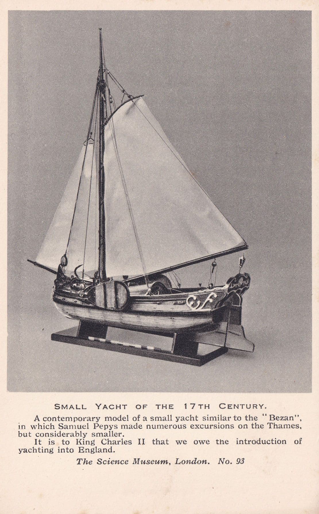 Medieval 17th Century Boat Yacht Museum Model Old Postcard