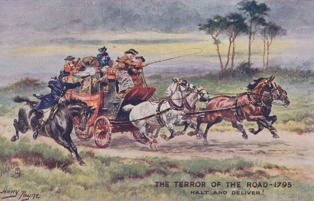 Medieval Dick Turpin Style Stand & Deliver Harry Payne Old Postcard