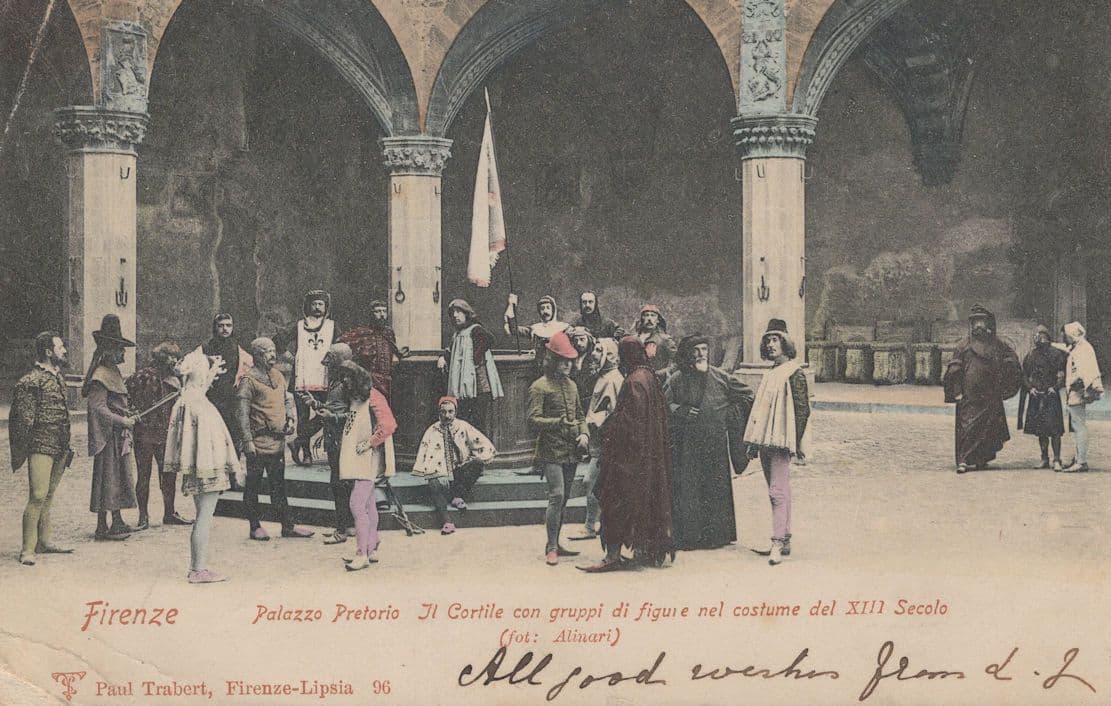 Medieval Fancy Dress at Palazzo Pretorio Firenze Italy Postcard