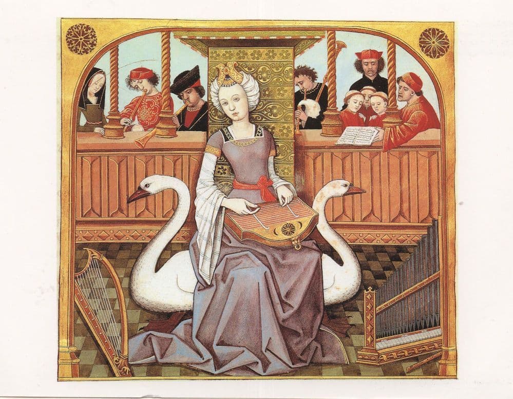 Medieval Woman Musician Old Musical Instrument French Painting PB Postcard