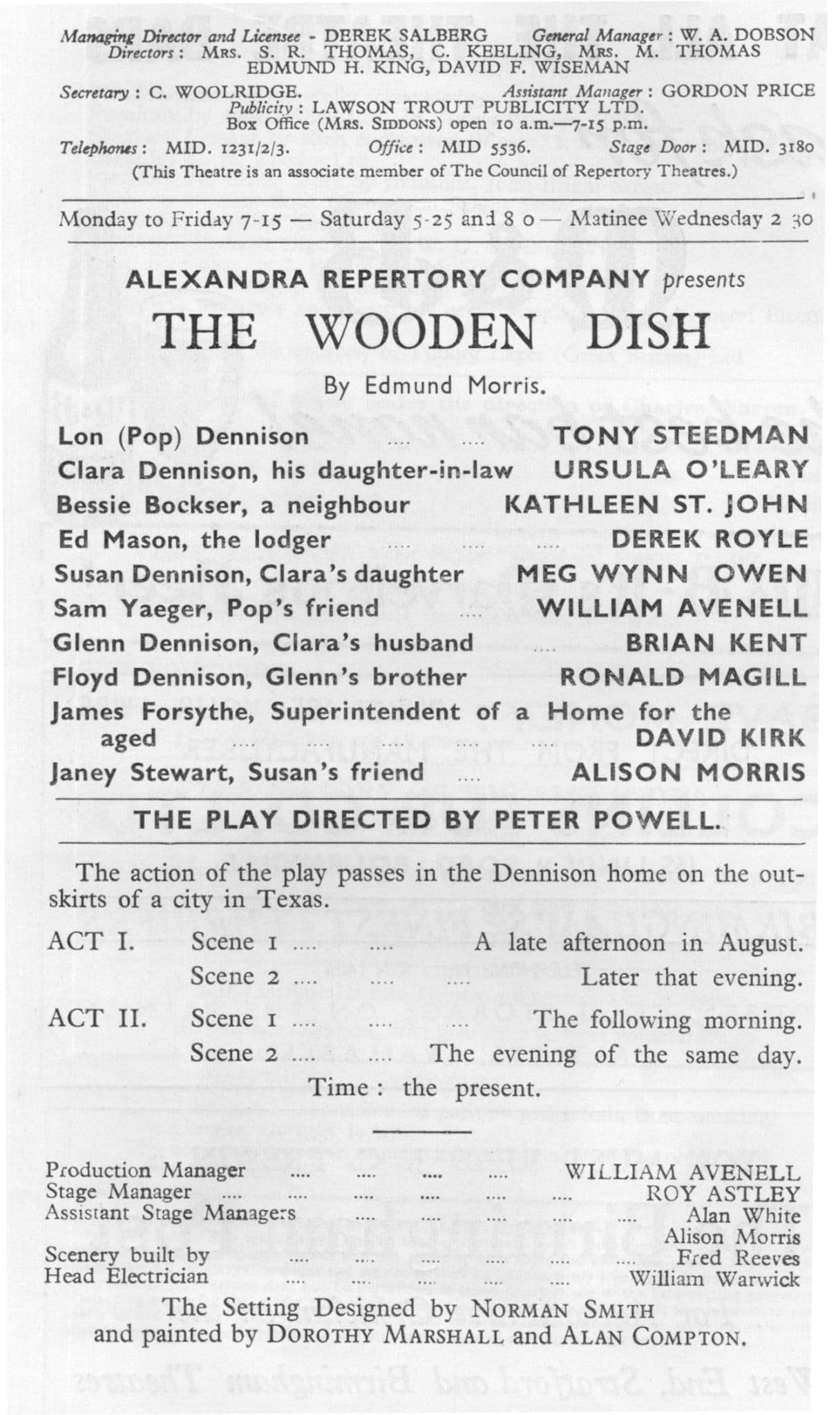 Meg Wynn Owen of Upstairs Downstairs 1960s Wooden Dish Theatre Programme