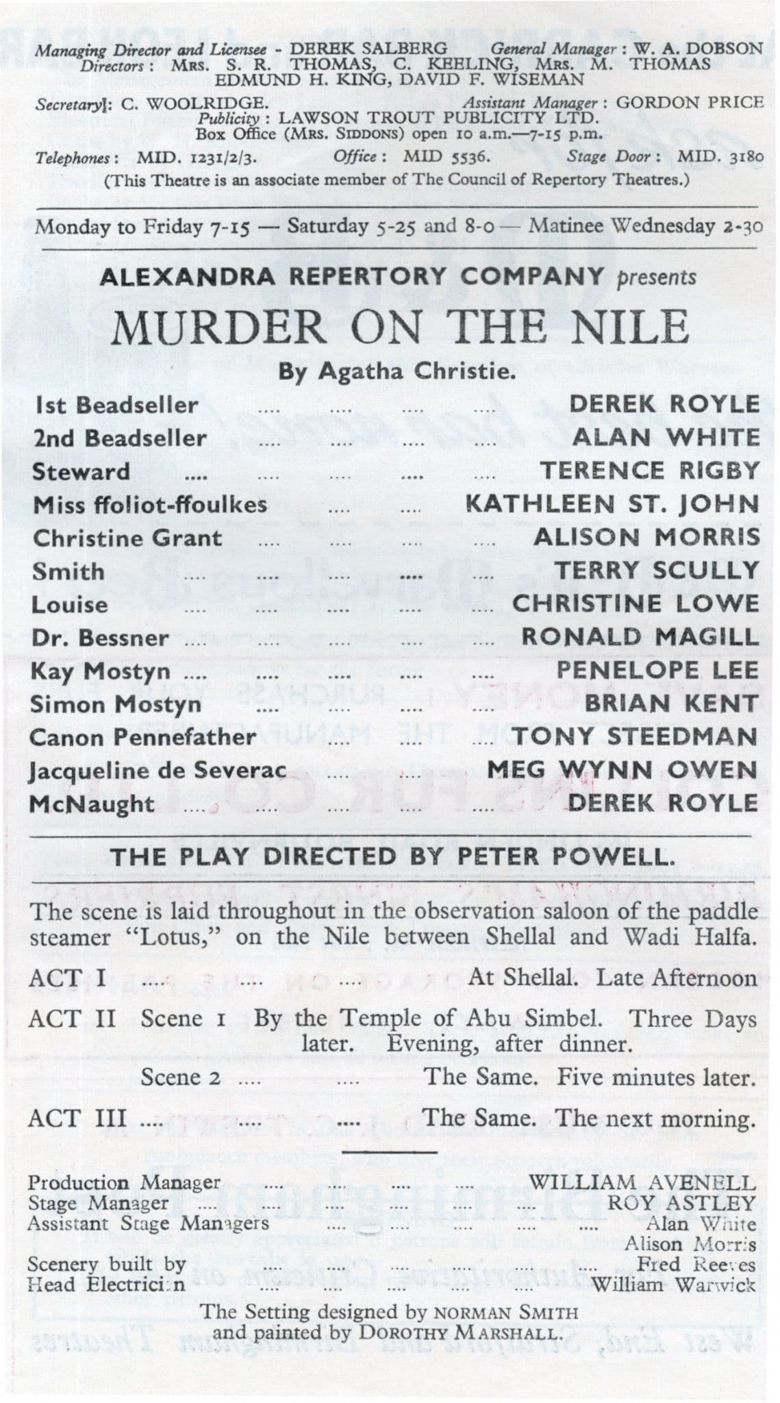 Meg Wynn Owen of Upstairs Downstairs Agatha Christie 1960s Birmingham Theatre Programme