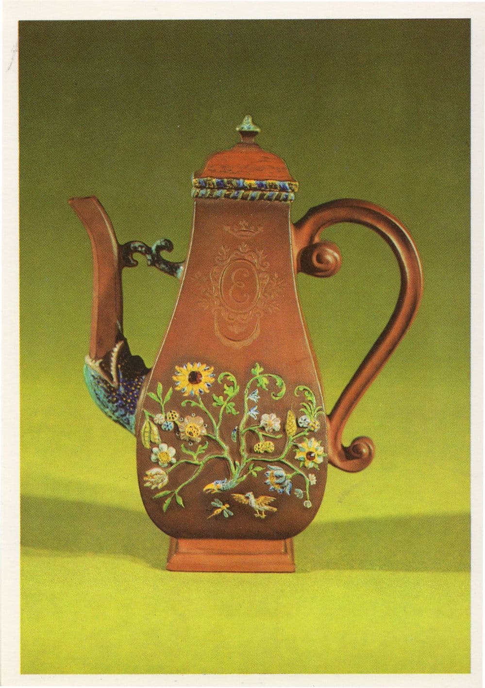 Meissen Coffee Pot Precious Stones German 1700s Stoneware Postcard