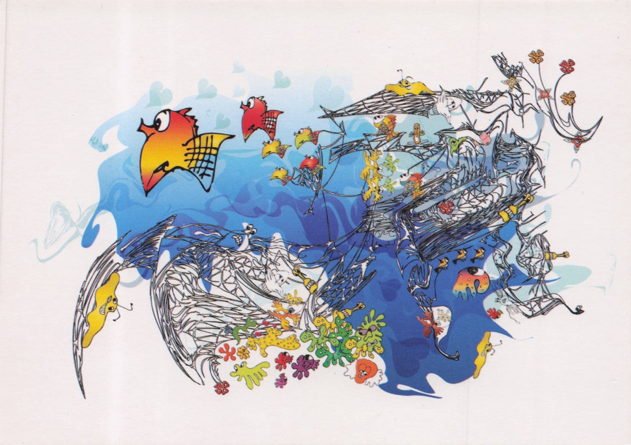 Melanie Armstrong Fish Ship Art Illustrator Painting Postcard