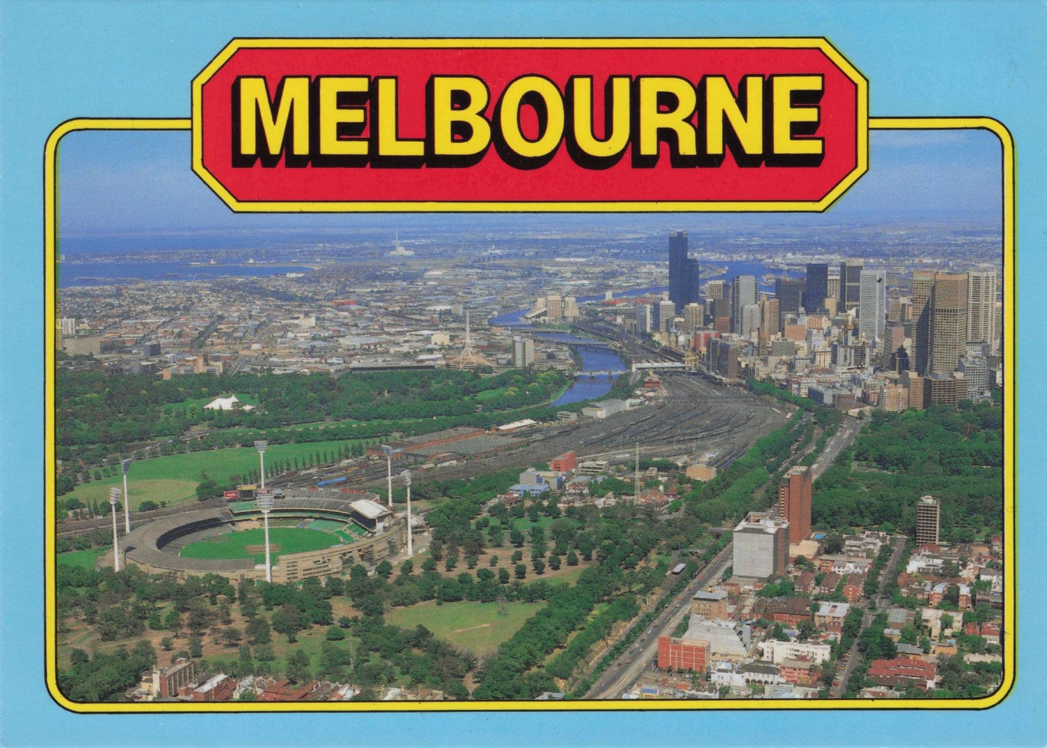Melbourne Cricket Stadium Australia Birds Eye Photo Postcard