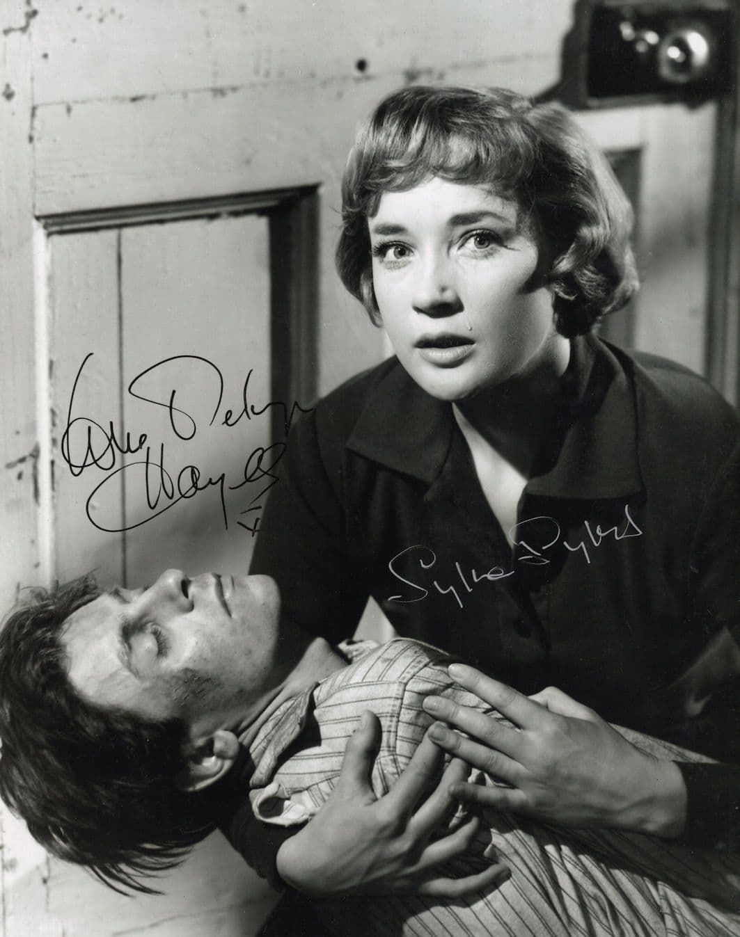 Melvyn Hayes & Sylvia Sims DOUBLE 10x8 Hand Signed Photo