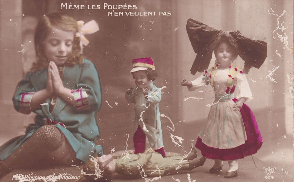 Meme Les Poupees WW1 French Toy Puppet Wartime Postcard