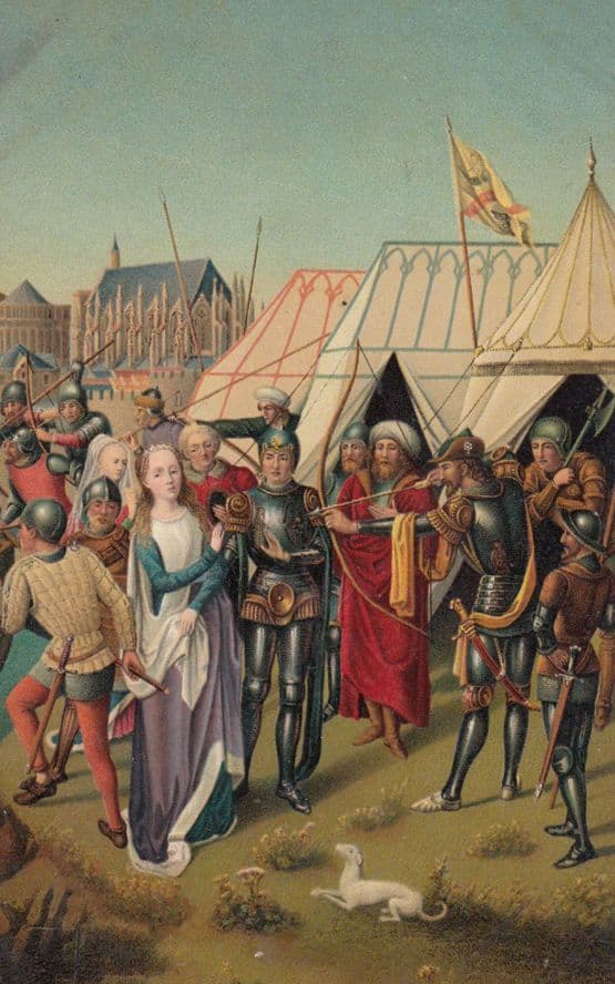 Memling The Death Of St Saint Ursula Old Belgium Painting Postcard