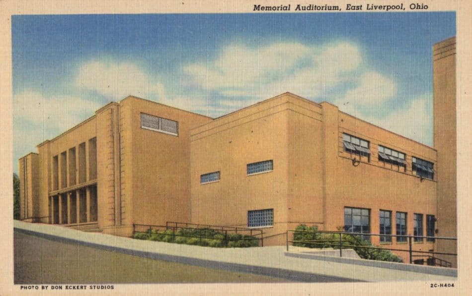 Memorial Auditorium East Liverpool Ohio Old Linen Mint Postcard