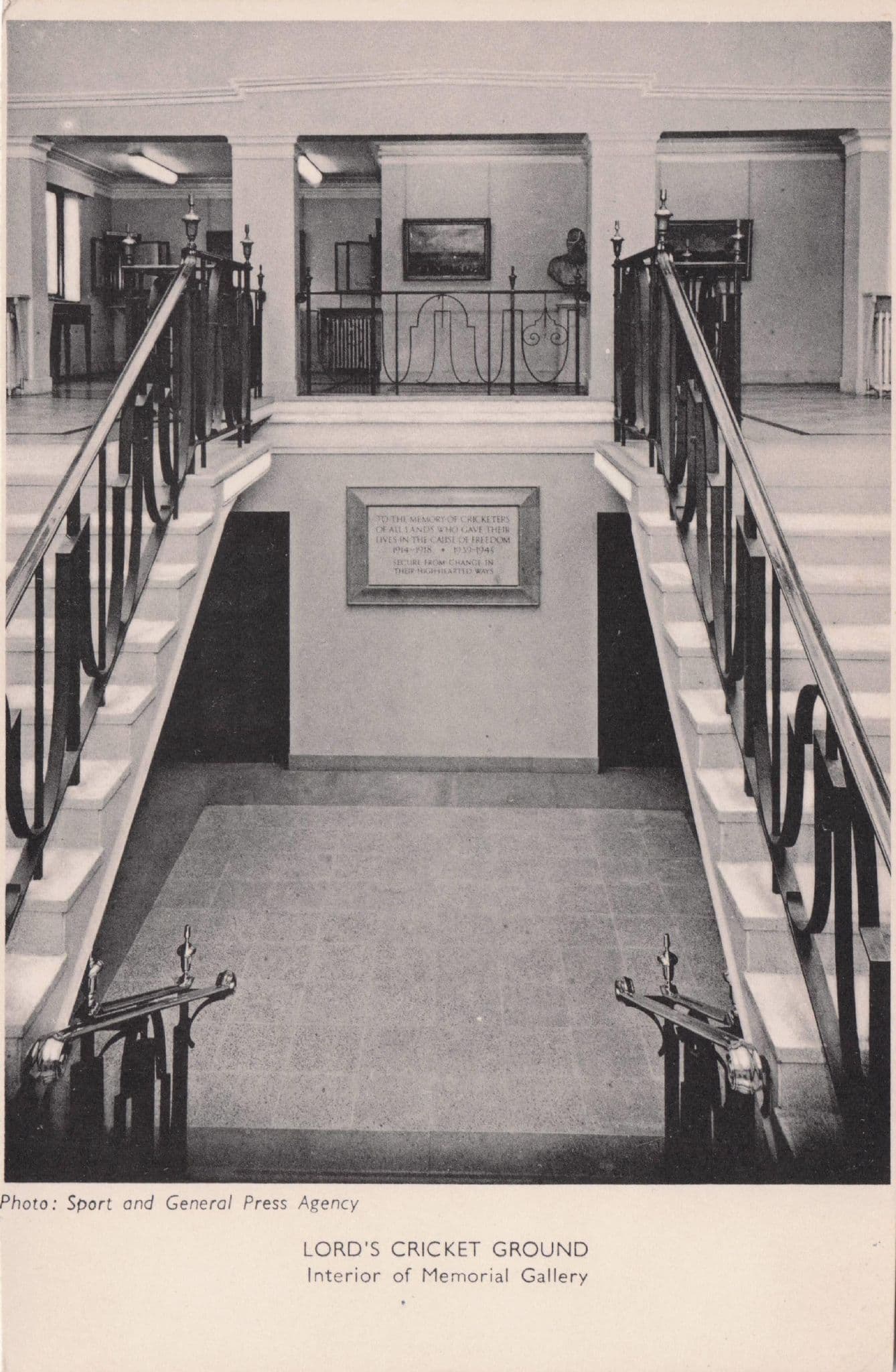 Memorial Gallery at Lords Cricket Ground Vintage Photo Postcard