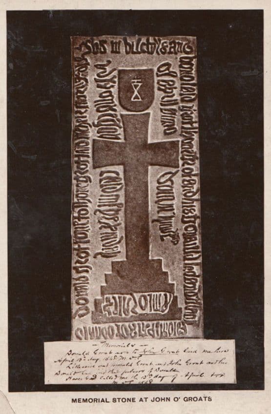 Memorial Stone At John O Groats Real Photo Postcard