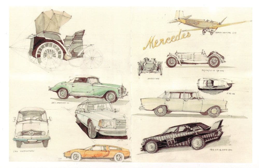Mercedes Benz Car Museum Stuttgart German Painting Postcard