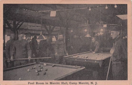 Merritt Hall Billiards Army Forces Military Base New Jersey USA Old Postcard