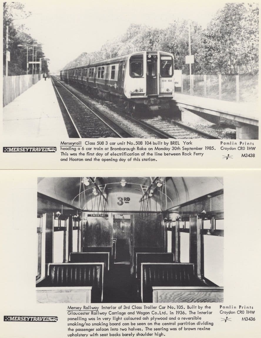Merseyrail Class 508 3 Car Train Bromborough Bake Station 2x Postcard