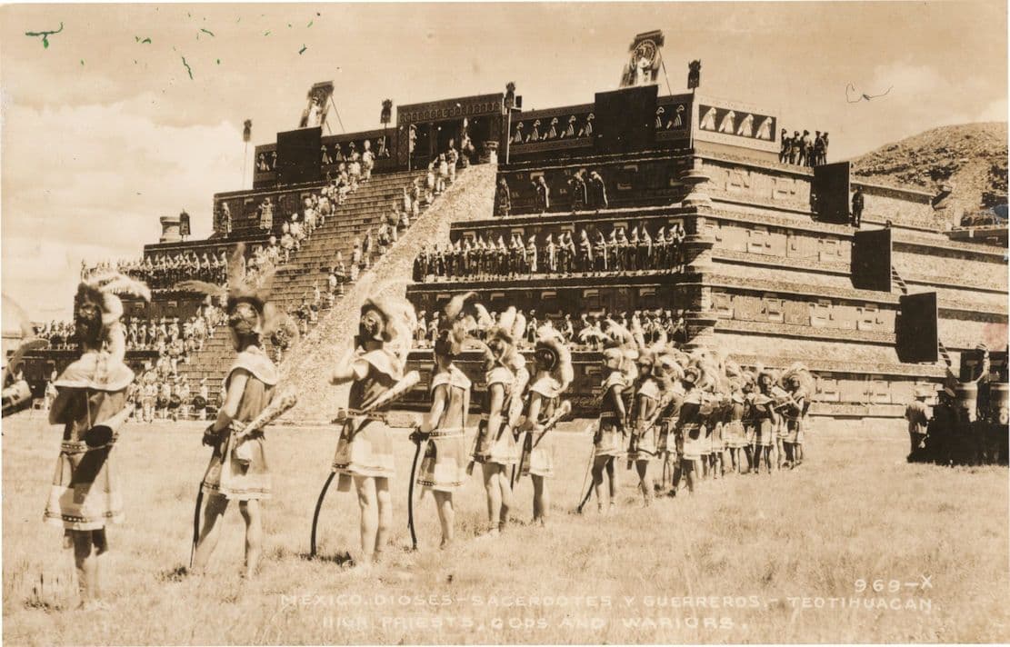 Mexico Mexican High Priests & Warriors Teotihuacan Festival Real Photo Old Postcard
