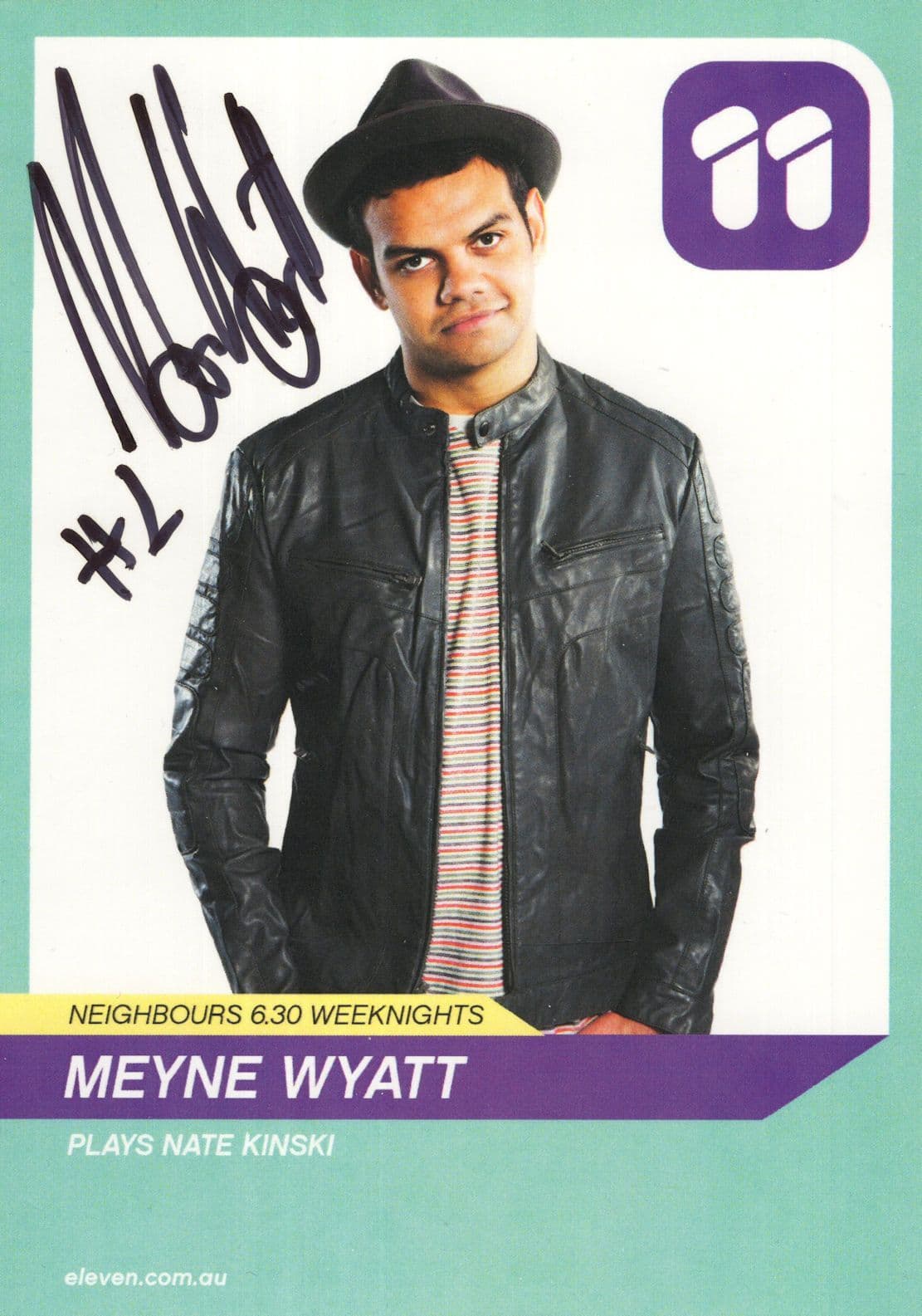 Meyne Wyatt as Nate Kinski Neighbours Hand Signed Cast Card Photo
